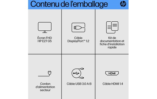 Écran 27" HP E27 G5 - HDMI/DisplayPort - 6N4E2AA#ABB