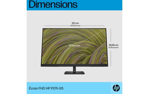 Écran 27" HP P27h G5 - HDMI/DisplayPort/VGA