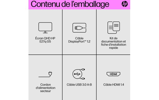 Écran 27" HP E27q G5 - HDMI/DisplayPort