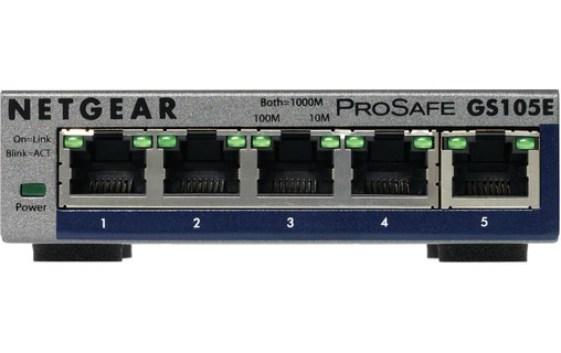 Switch Ethernet NETGEAR GS105E-200PES 5 ports - Manageable, L2/L3