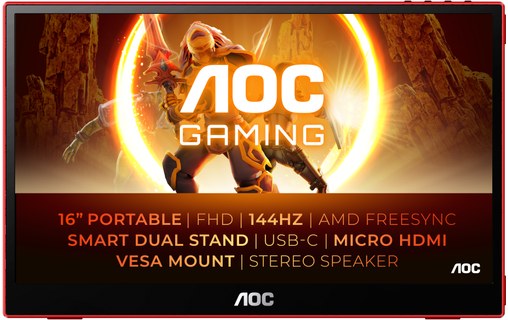 Écran Gaming 15,6" AOC 16G3 - USB-C/Micro HDMI