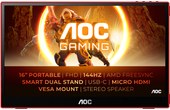 Écran Gaming 15,6" AOC 16G3 - USB-C/Micro HDMI