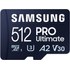 Carte microSDXC Samsung PRO Ultimate 512 Go avec adaptateur USB, UHS-I, V30
