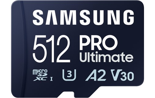 Carte microSDXC Samsung PRO Ultimate 512 Go avec adaptateur USB, UHS-I, V30