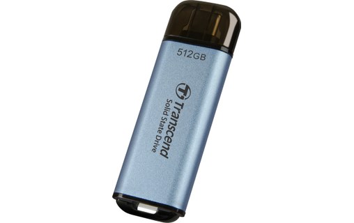 Disque SSD externe portable USB-C 512 Go - Transcend ESD300 Bleu - Disque  dur externe - Transcend