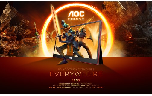 Écran Gaming 15,6" AOC 16G3 - USB-C/Micro HDMI