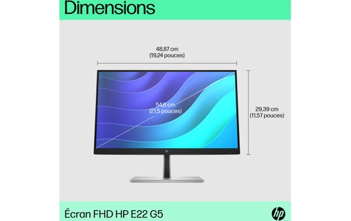 Écran 21,5" HP E22 G5 - HDMI/DisplayPort