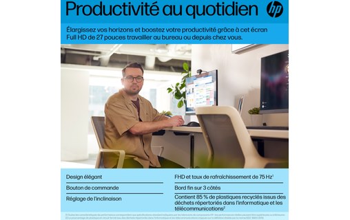 Écran 27" HP P27h G5 - HDMI/DisplayPort/VGA