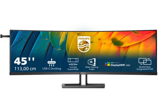 Écran Incurvé 44,5" Philips Série 6000 45B1U6900C/00 - HDMI/DisplayPort/USB-C