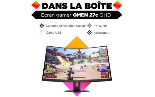 Écran Gaming Incurvé 27" HP OMEN 27c - 240 Hz HDMI/DisplayPort