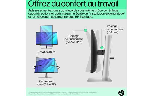 Écran 21,5" HP E22 G5 - HDMI/DisplayPort