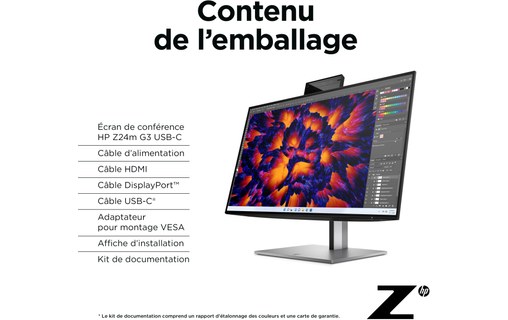 Écran 24" HP Z24m G3 - HDMI/DisplayPort/USB-C