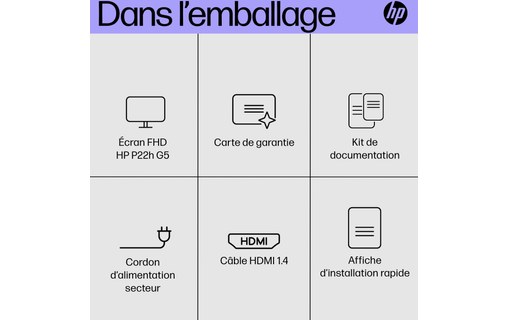 Écran 22" HP P22h G5 - HDMI/DisplayPort/VGA
