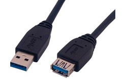 Rallonge MCL USB-A vers USB-A femelle 5 Gbit/s - 1,8 m - Noir
