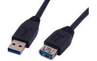 Rallonge MCL USB-A vers USB-A femelle 5 Gbit/s - 1,8 m - Noir