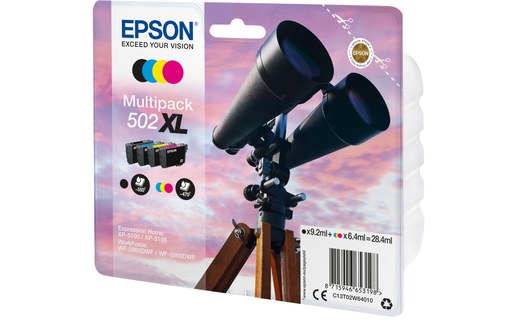 Epson 502XL C13T02W54010 Pack 4 Cartouches Noir et couleurs (Jumelles)