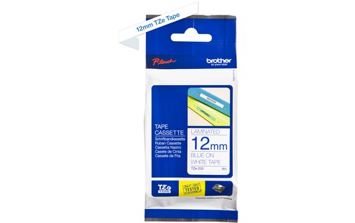 Brother TZE233 Transfert thermique Bleu/Blanc TZE233