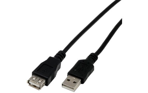 Rallonge MCL USB-A vers USB-A femelle USB 2.0 - 5 m - Noir