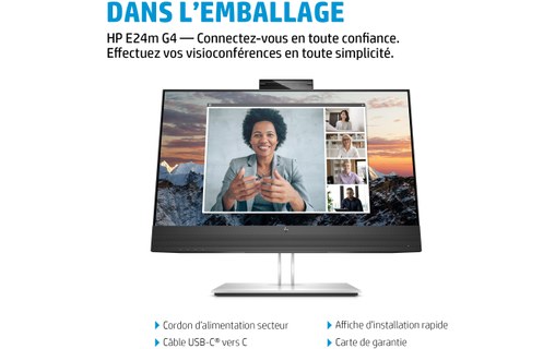 Écran 23,8" HP E24m G4 - HDMI/DisplayPort - 40Z32AA#ABB
