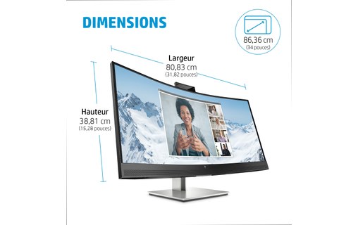 Écran Incurvé 34" HP E34m G4 - HDMI/DisplayPort/USB-C - 40Z26AA#ABB