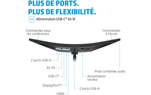 Écran Incurvé 34" HP E34m G4 - HDMI/DisplayPort/USB-C - 40Z26AA#ABB