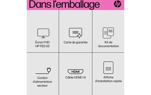 Écran 22" HP P22 G5 - HDMI/DisplayPort/VGA