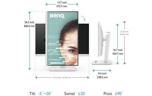 Écran 27" BenQ GW3290QT - HDMI/DisplayPort/USB-C/Thunderbolt 3