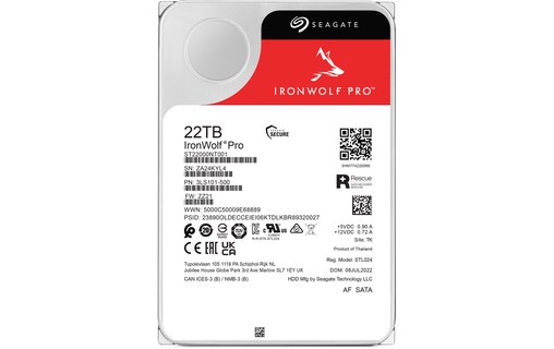 Seagate IronWolf Pro 22 To - Disque dur 7200 tr/min pour NAS - ST22000NT001
