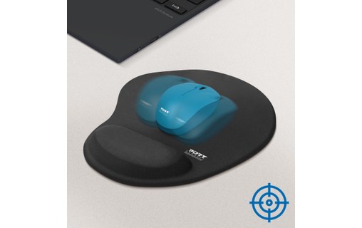Tapis de Souris Noir Repose Poignet Ergonomique Port Connect