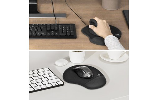 Tapis de Souris Noir Repose Poignet Ergonomique Port Connect