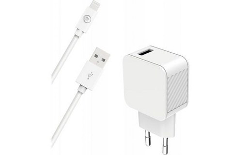 BigBen Connected Chargeur Secteur USB A 2.4A FastCharge + Câble USB A/Lightning