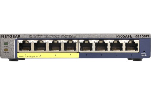 Switch Ethernet NETGEAR GS108PE 8 ports - Manageable, PoE, L2/L3