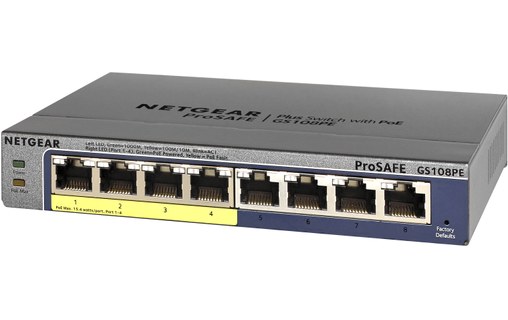 Switch Ethernet NETGEAR GS108PE 8 ports - Manageable, PoE, L2/L3