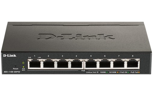 Switch Ethernet D-LINK DGS-1100-08PV2/E 8 ports - Manageable, PoE, L2/L3