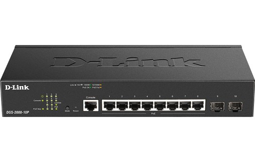Switch Ethernet D-LINK DGS-2000-10P 8 ports - Manageable, PoE, L2/L3