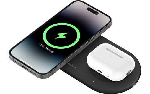 Chargeur sans fil Qi2 (15 W) 2-en-1 - Belkin BoostCharge Pro - Noir