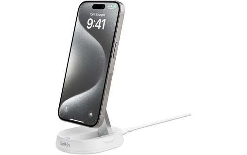 Chargeur sans fil Qi2 (15 W) pliable - Belkin BoostCharge Pro - Blanc