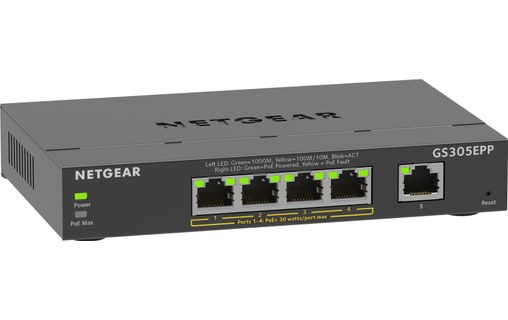 Switch Ethernet NETGEAR GS305EPP 5 ports - Manageable, PoE, L2/L3