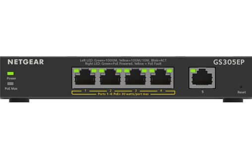 Switch Ethernet NETGEAR GS305EP 5 ports - Manageable, PoE, L2/L3