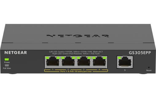 Switch Ethernet NETGEAR GS305EPP 5 ports - Manageable, PoE, L2/L3