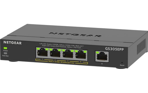 Switch Ethernet NETGEAR GS305EPP 5 ports - Manageable, PoE, L2/L3