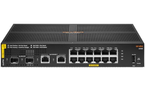 Switch Ethernet Aruba 6100 12G Class4 PoE 2G/2SFP+ 139W / JL679A#ABB 12 ports