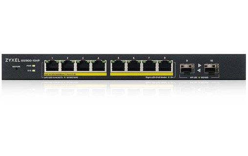 Switch Ethernet ZYXEL GS1900-10HP-EU0102F 8 ports - Manageable, PoE, L2