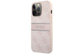 Guess Coque pour Apple iPhone 13 Pro PU 4G Stripe Rose