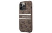 Guess Coque pour Apple iPhone 13 Pro PU 4G Stripe Marron
