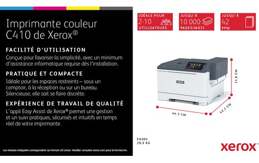 Imprimante laser Xerox C410 - AirPrint