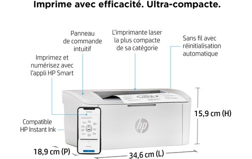 Imprimante laser HP LaserJet M110w / 7MD66F#B19 - WiFi, AirPrint, Bluetooth