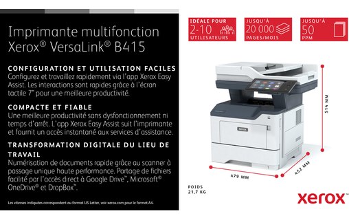 Imprimante multifonction Xerox VersaLink B415 - AirPrint