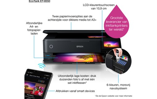 Imprimante multifonction Epson EcoTank ET-8550 / C11CJ21401 - WiFi, AirPrint
