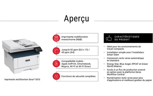 Imprimante multifonction Xerox B315 - WiFi, AirPrint